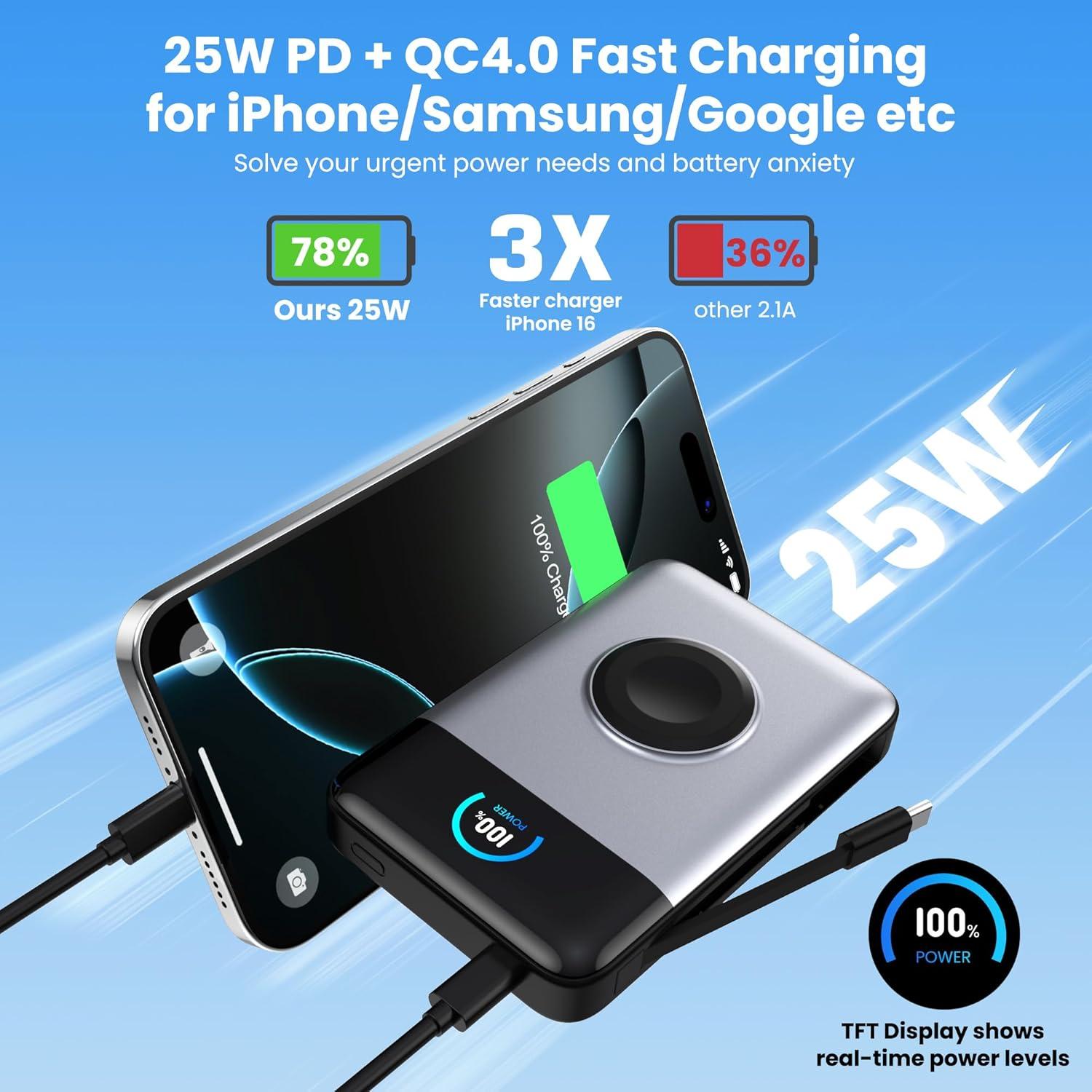 Cargador Portátil Magnético 10800mAh para iPhone y Apple Watch