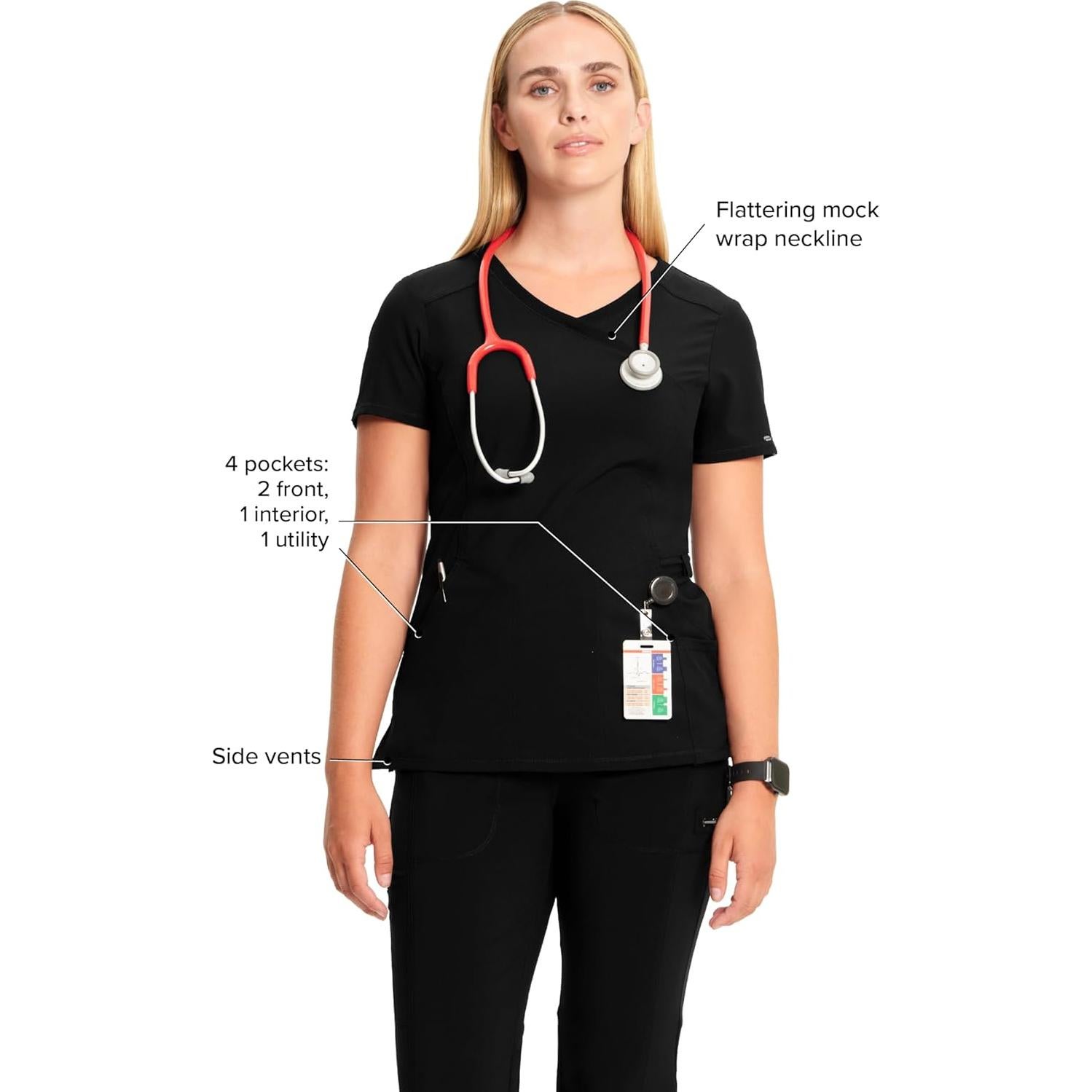 Top de Scrubs para Mujeres Cherokee Infinity 2625A - Negro