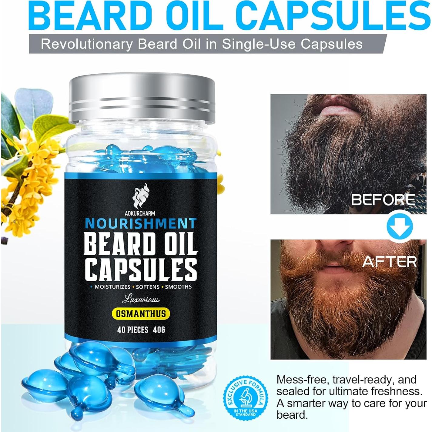 Cápsulas de Aceite para Barba Aokur - Hidratantes y Suavizantes