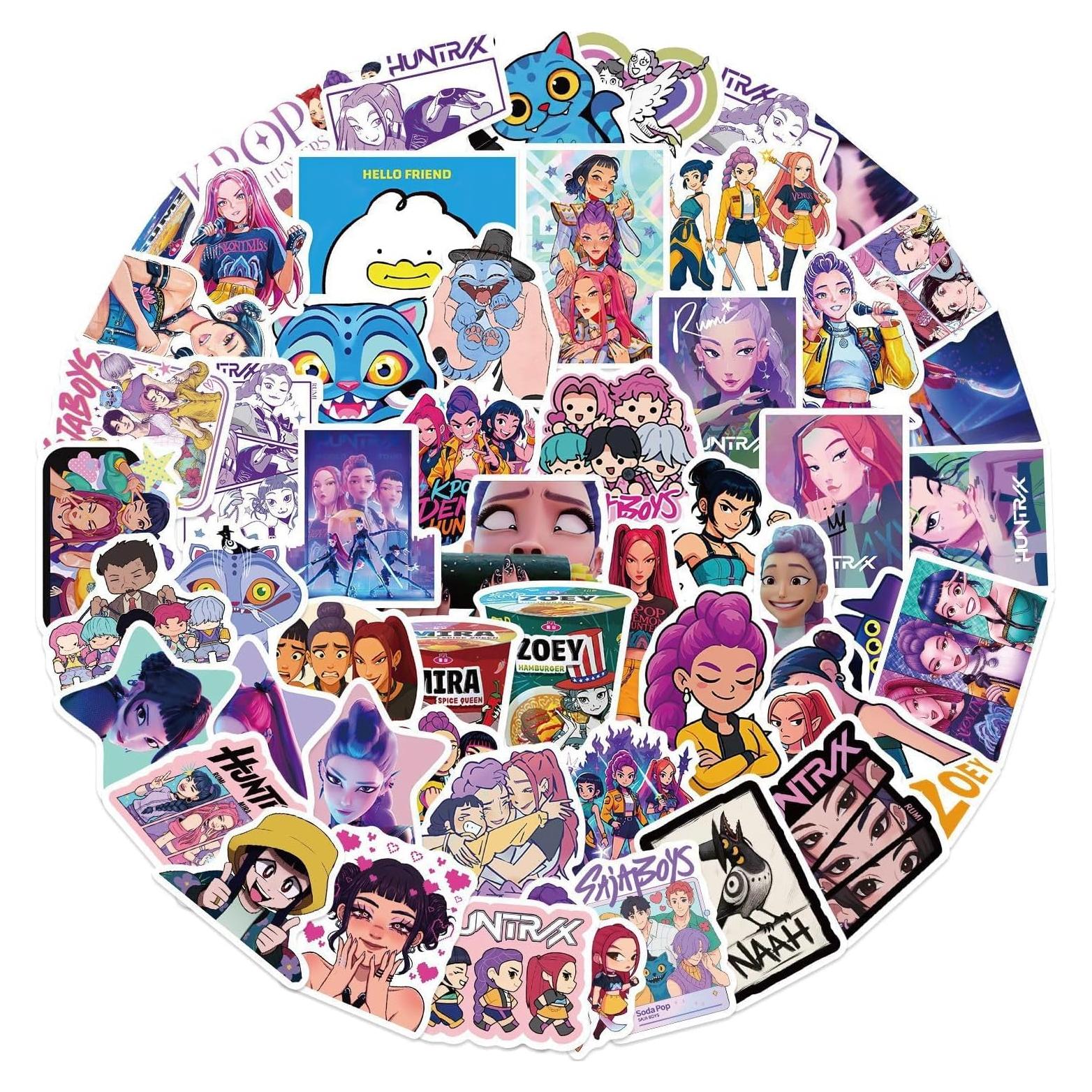 60 Stickers Demon Movie Hunters JXJMYU Vinilo Impermeable
