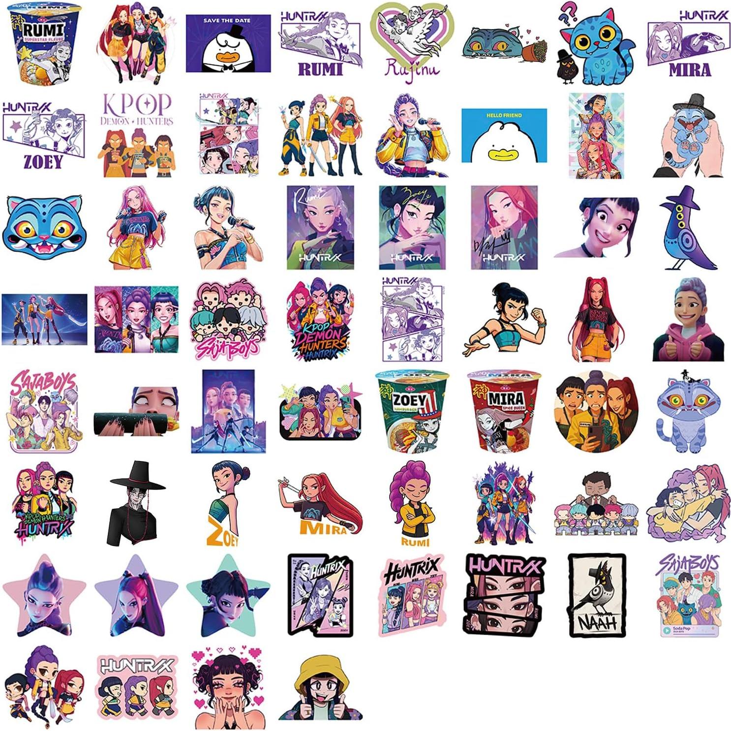 60 Stickers Demon Movie Hunters JXJMYU Vinilo Impermeable