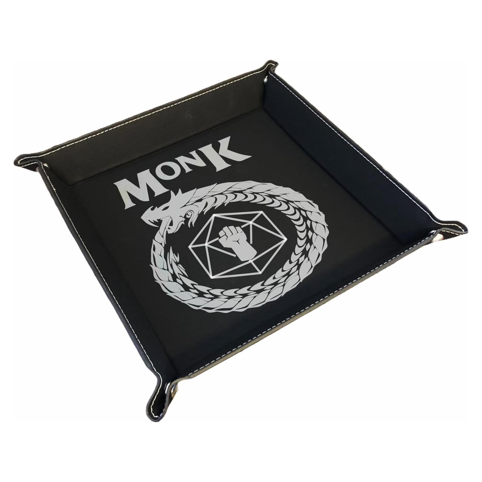 Bandeja de Dados DND Grabada en Cuero Sintético Negro 32.7cm