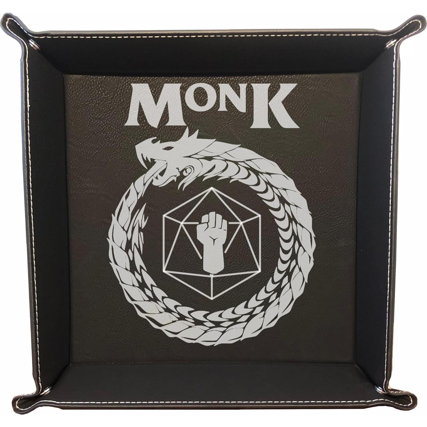 Bandeja de Dados DND Grabada en Cuero Sintético Negro 32.7cm