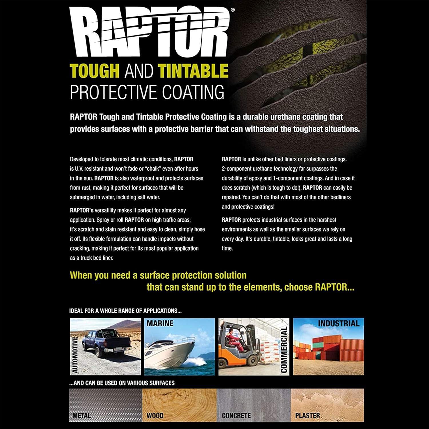 Kit U-Pol Raptor 4 Cuartos - Recubrimiento Uretano Negro para Cama de Camión