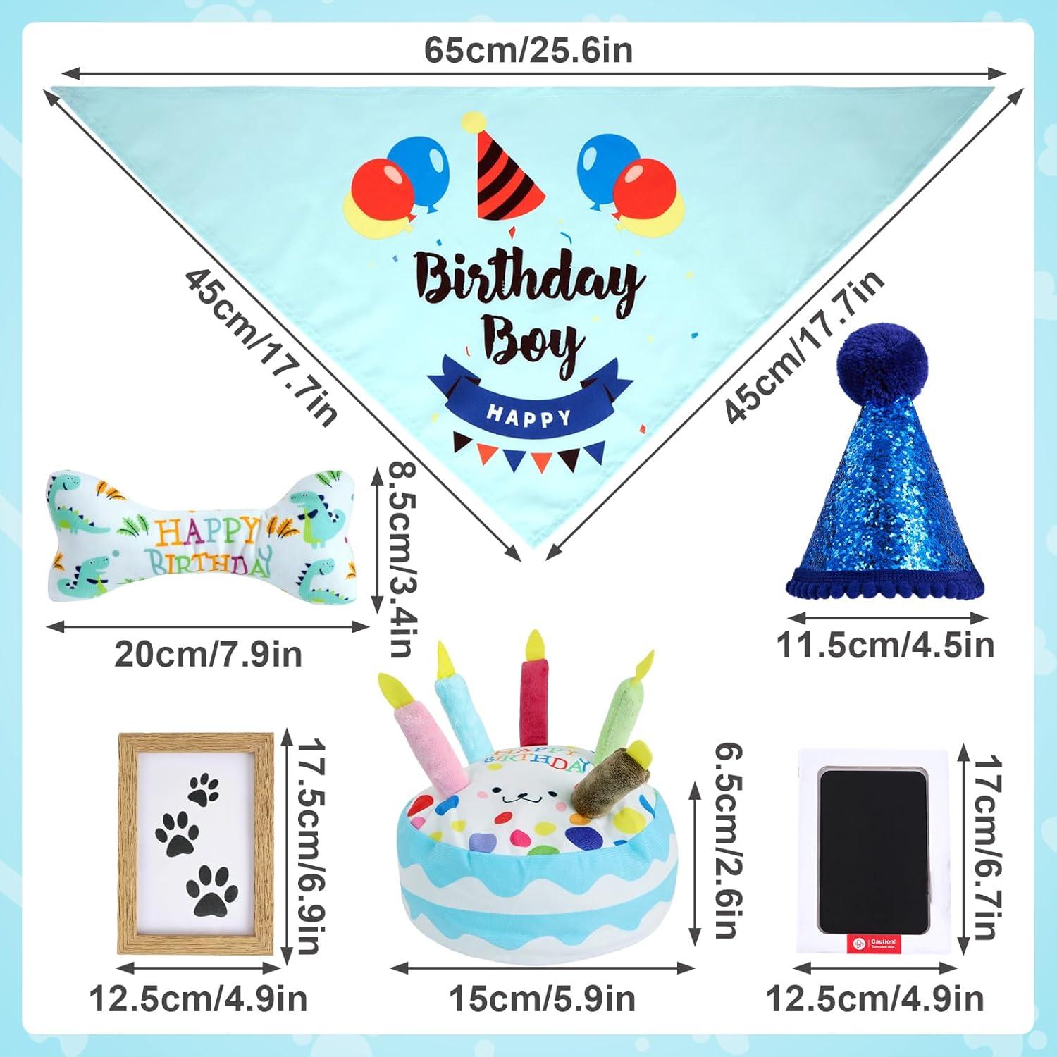 Juego de Cumpleaños para Perros PATTEPOINT - Juguetes Squeaky y Kit de Huellas