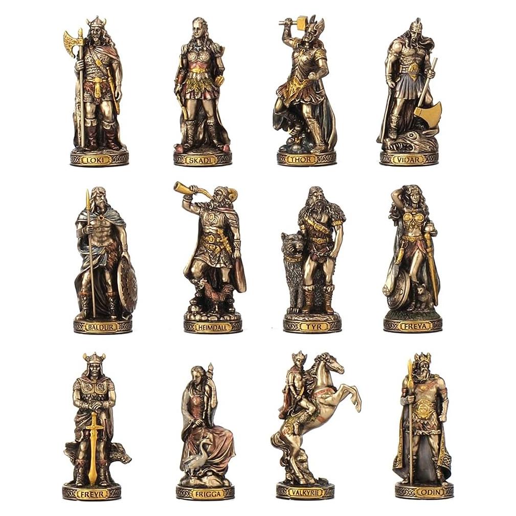 Estatuas de Resina de Dioses Nórdicos Veronese 12 Piezas Pintadas