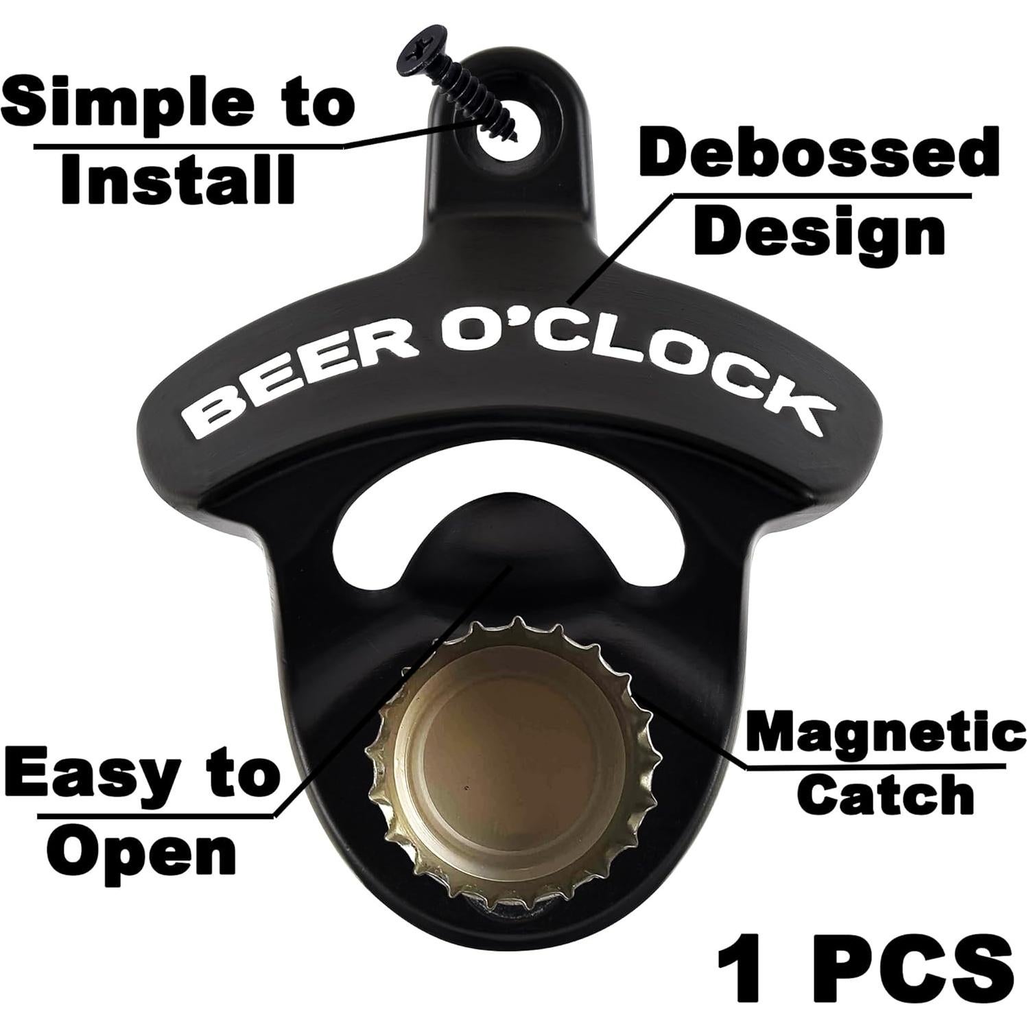 Abrebotellas Magnético BEER O'CLOCK Montado en Pared 8x6.5cm