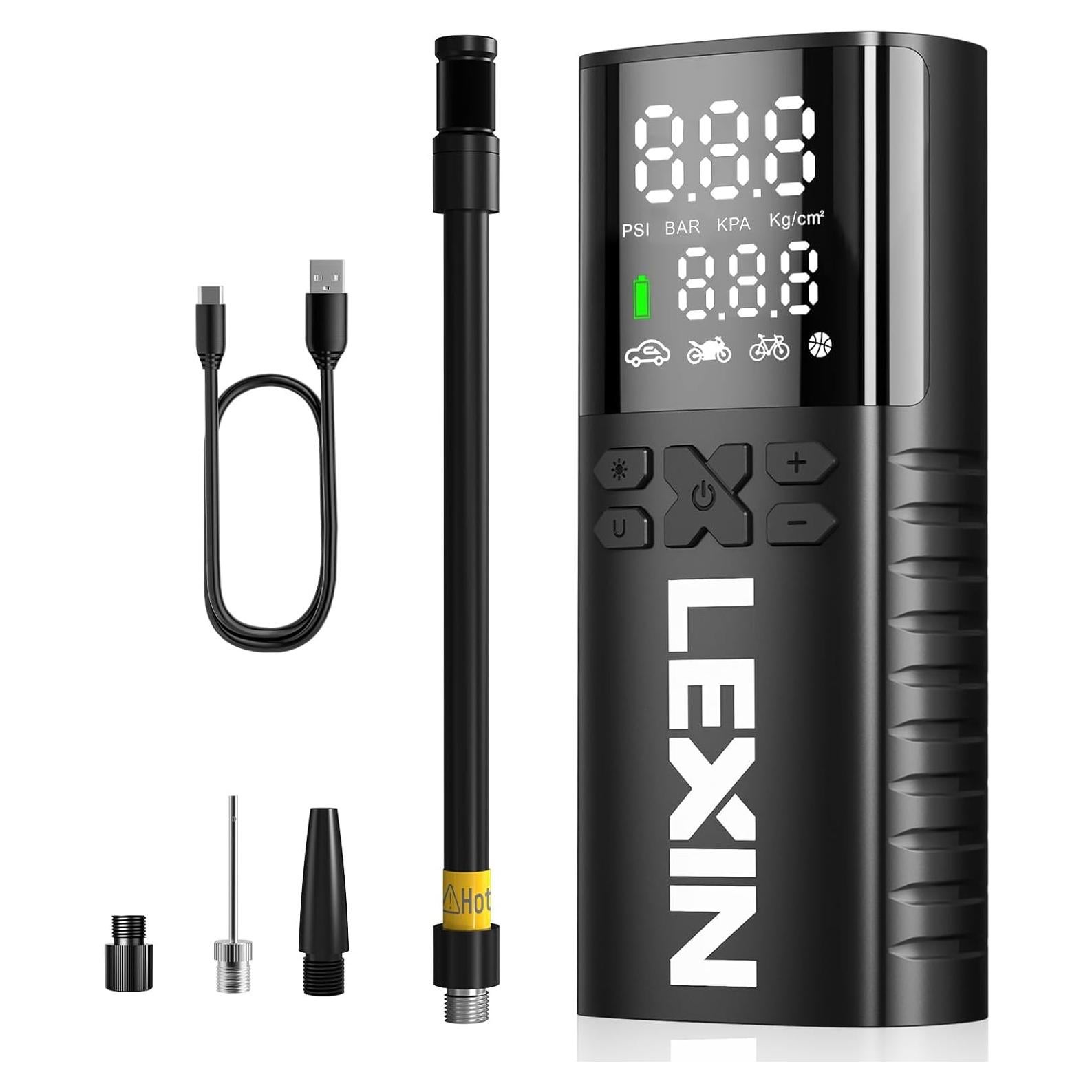 Inflador de Neumáticos LEXIN P4 150PSI Portátil con Luz LED