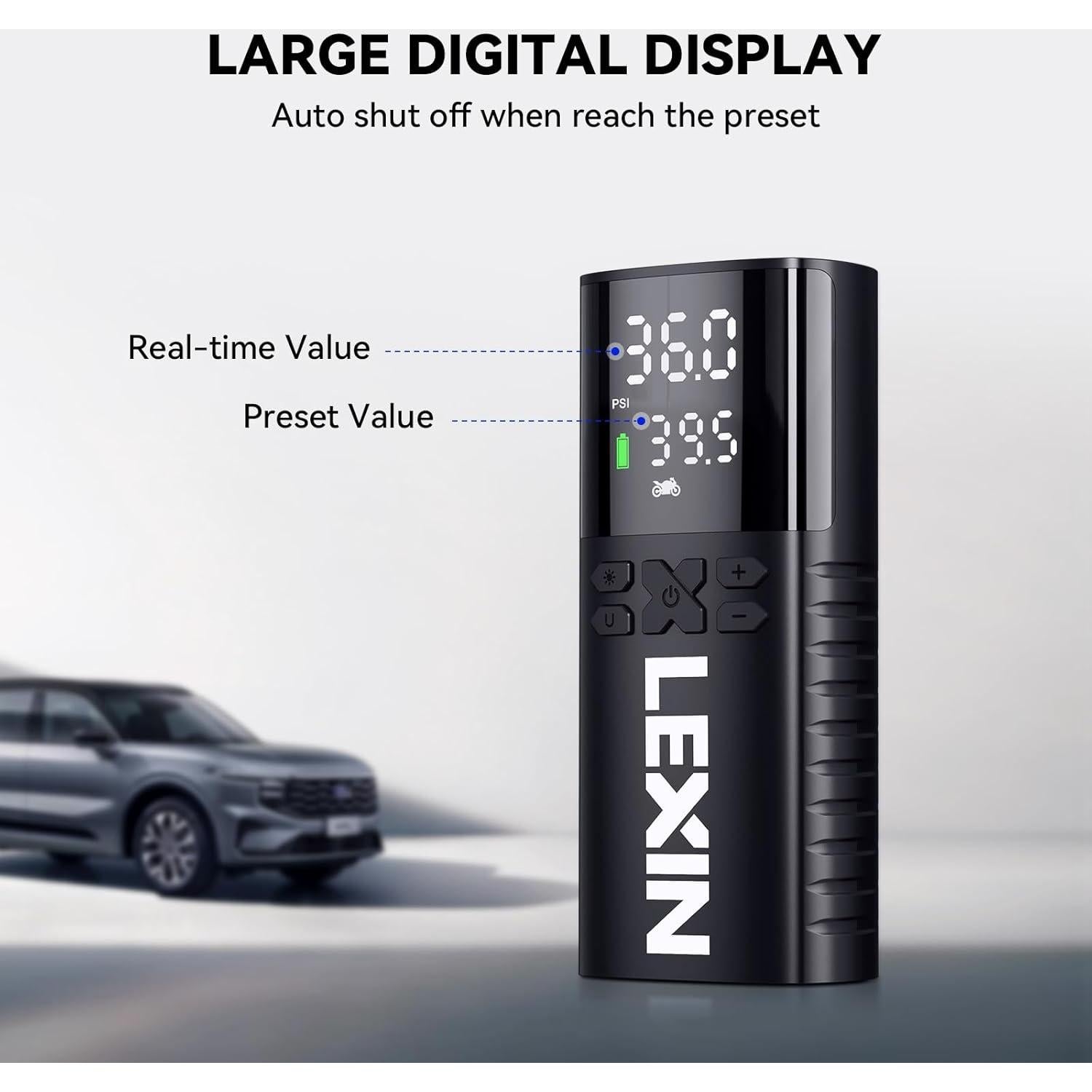Inflador de Neumáticos LEXIN P4 150PSI Portátil con Luz LED