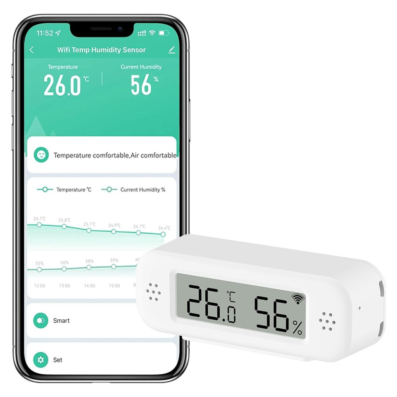Termómetro Higrómetro WiFi Gaoducash 1-Pack Sensor Inteligente