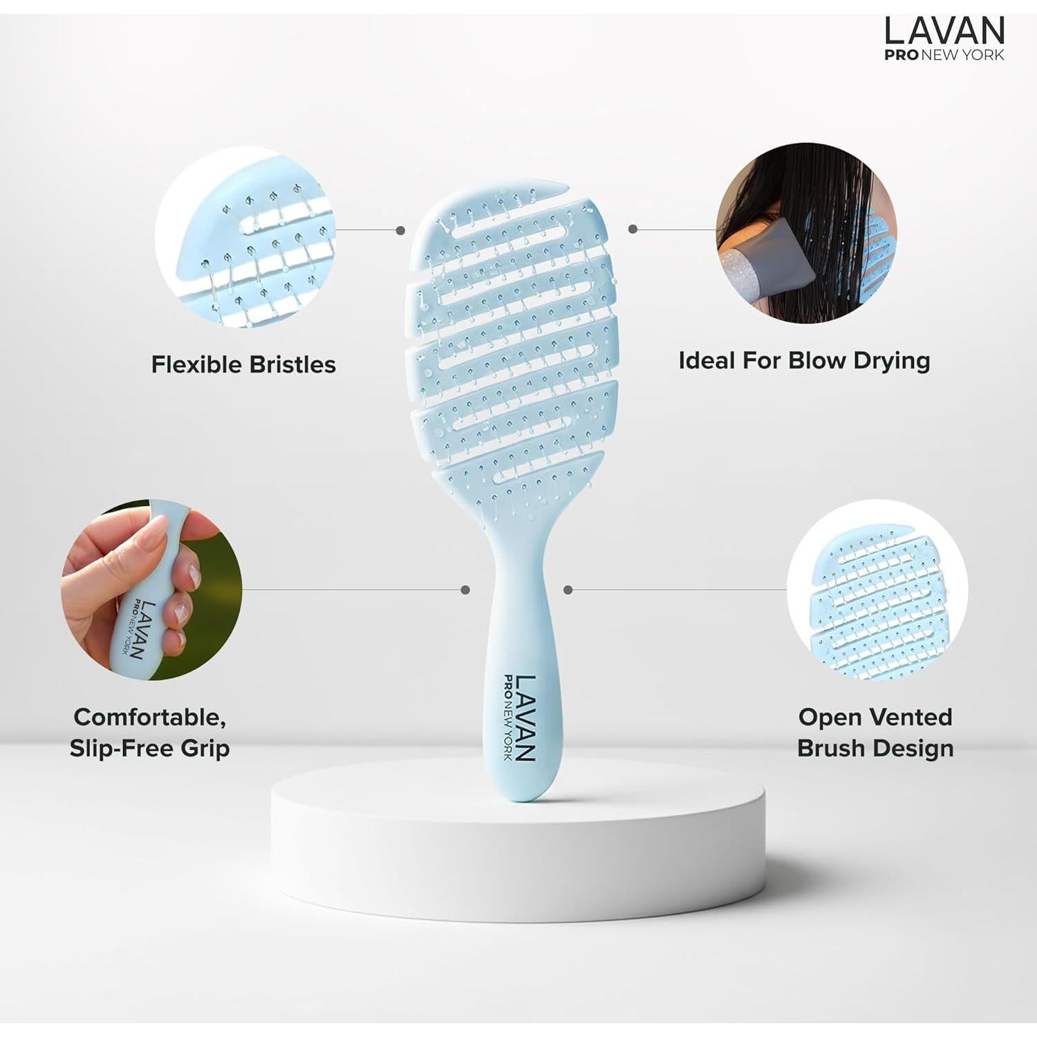 Cepillo Desenredante Flexible LAVANPRO Azul Bebé 25.5cm