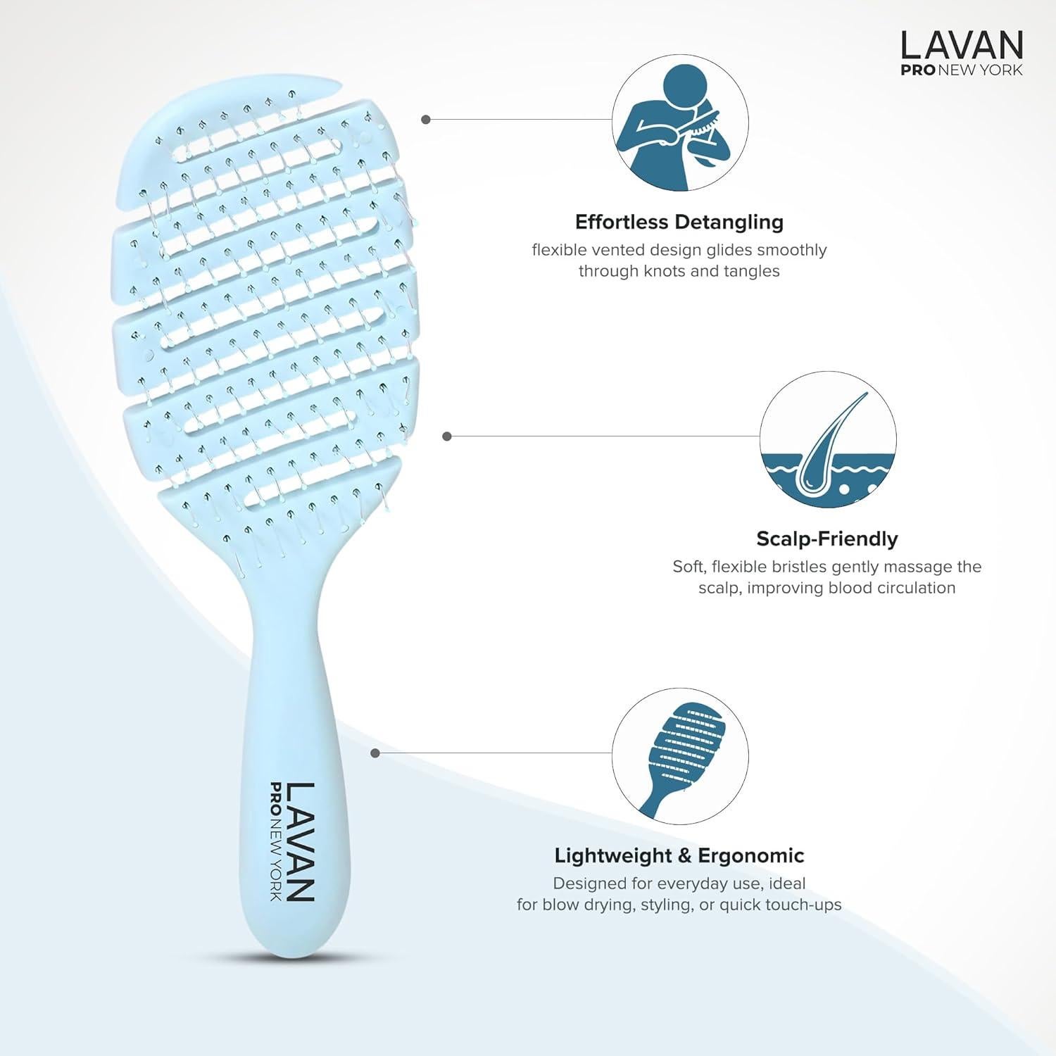 Cepillo Desenredante Flexible LAVANPRO Azul Bebé 25.5cm