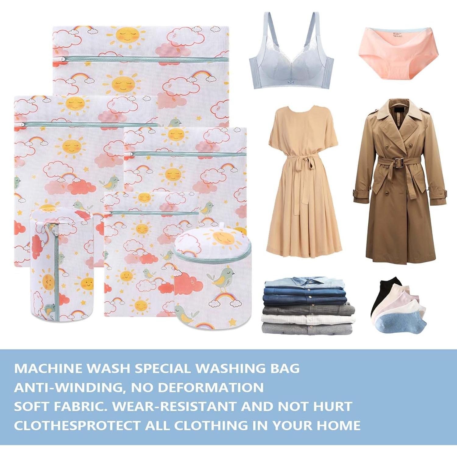 Juego de 6 Bolsas de Lavandería de Malla GRSECPO - XL, L, M, S, Cilíndrica, Sujetador