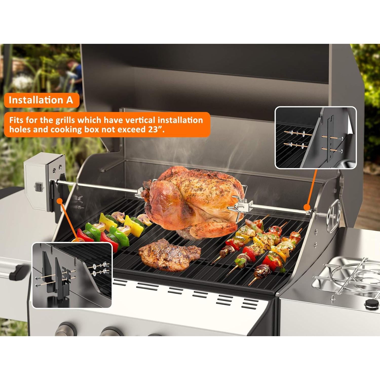 Kit Rotisserie Acero Inoxidable onlyfire 28x0.89cm 110V