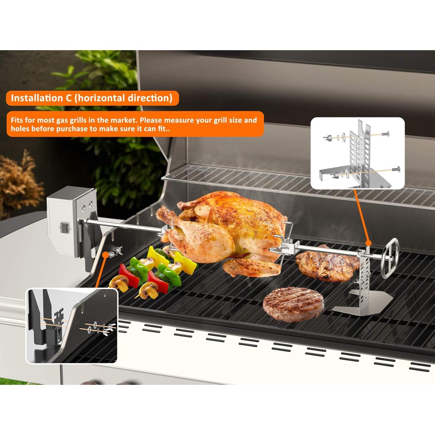 Kit Rotisserie Acero Inoxidable onlyfire 28x0.89cm 110V