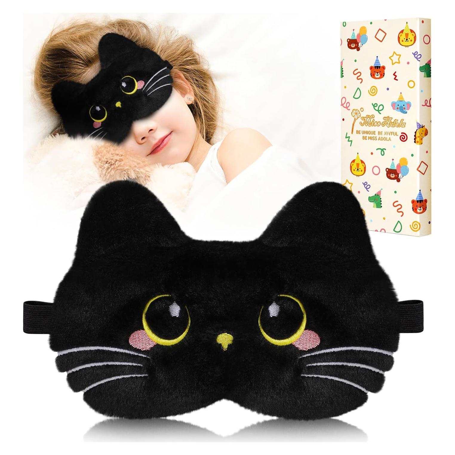Máscara de Sueño Niños Miss Adola Gato Negro Suave Ajustable