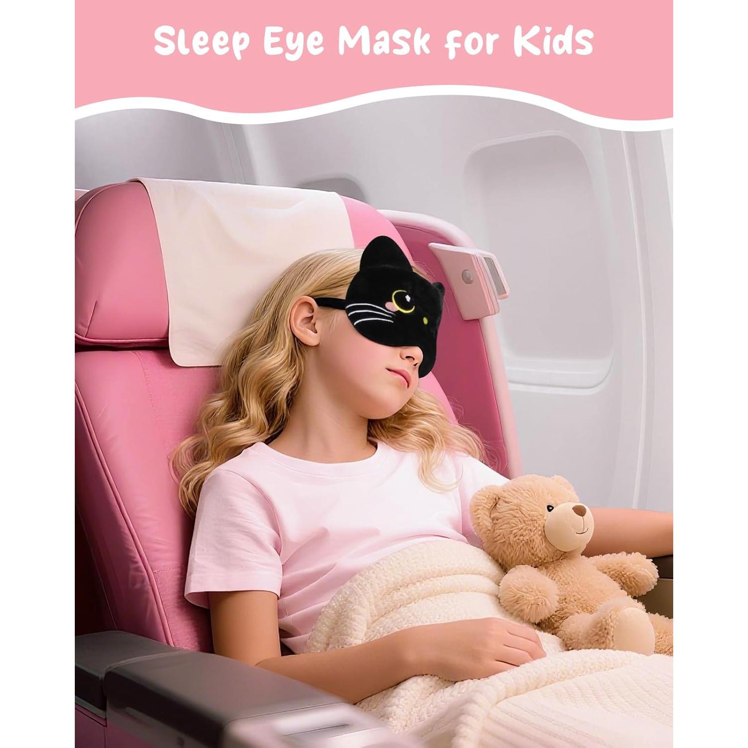 Máscara de Sueño Niños Miss Adola Gato Negro Suave Ajustable