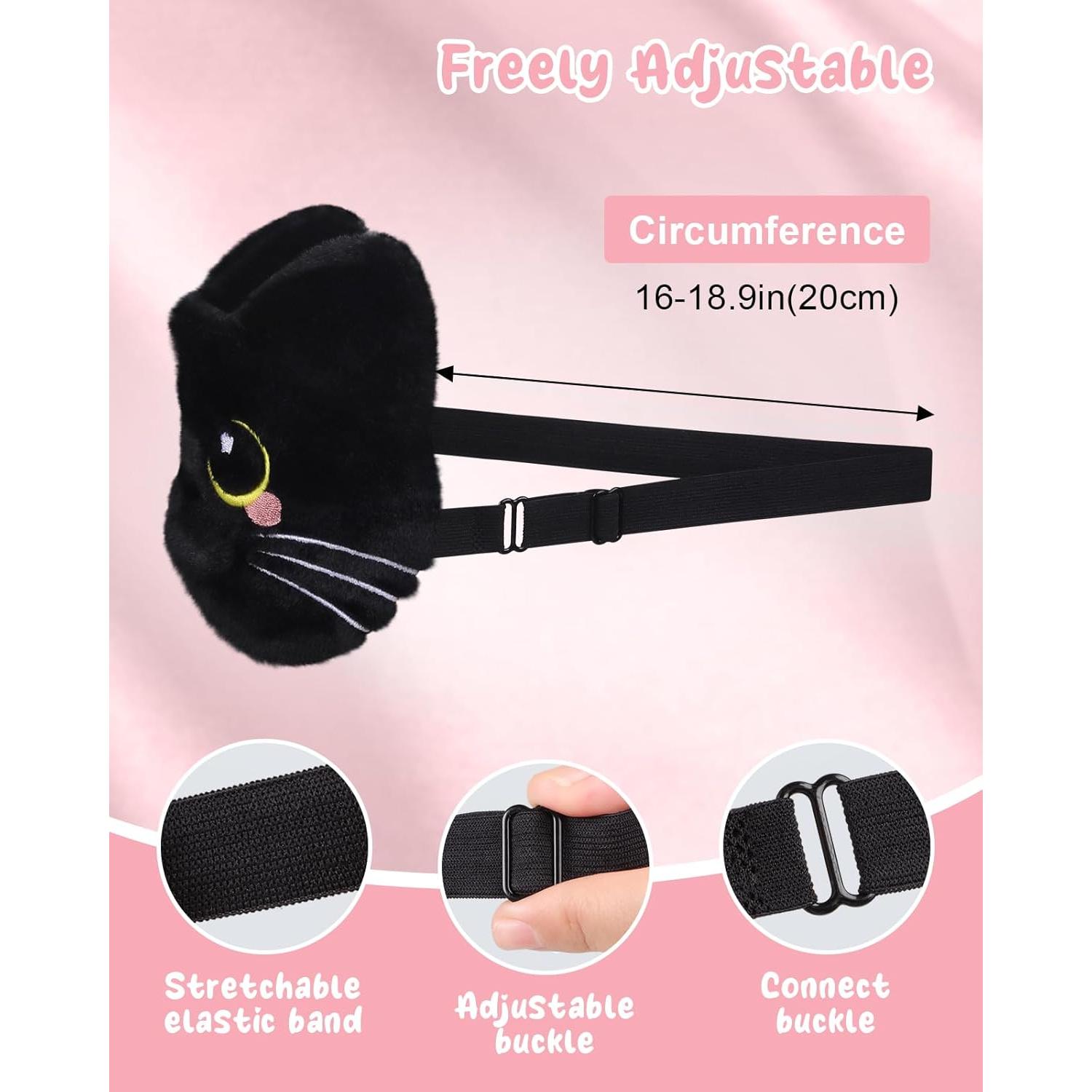 Máscara de Sueño Niños Miss Adola Gato Negro Suave Ajustable