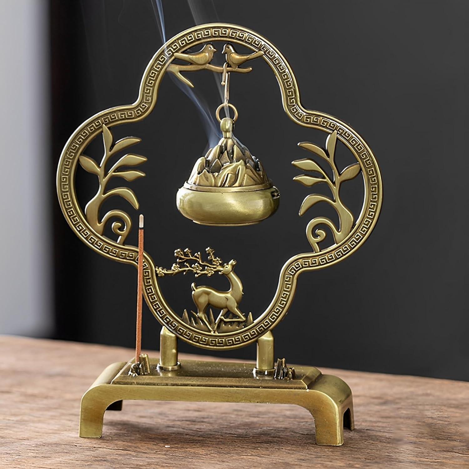Soporte de Incienso Hikiwin Ciervo Bronce 15.7x12.4cm