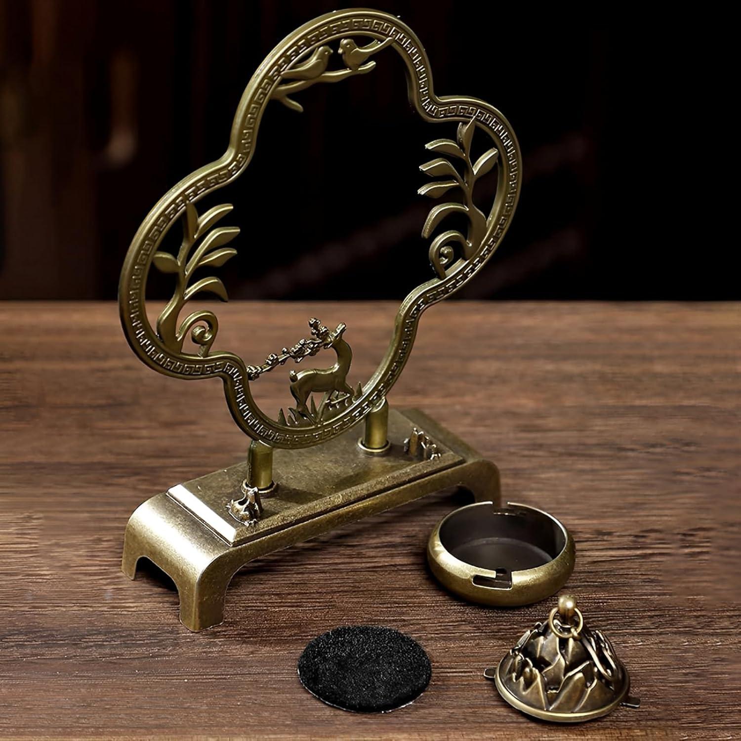 Soporte de Incienso Hikiwin Ciervo Bronce 15.7x12.4cm