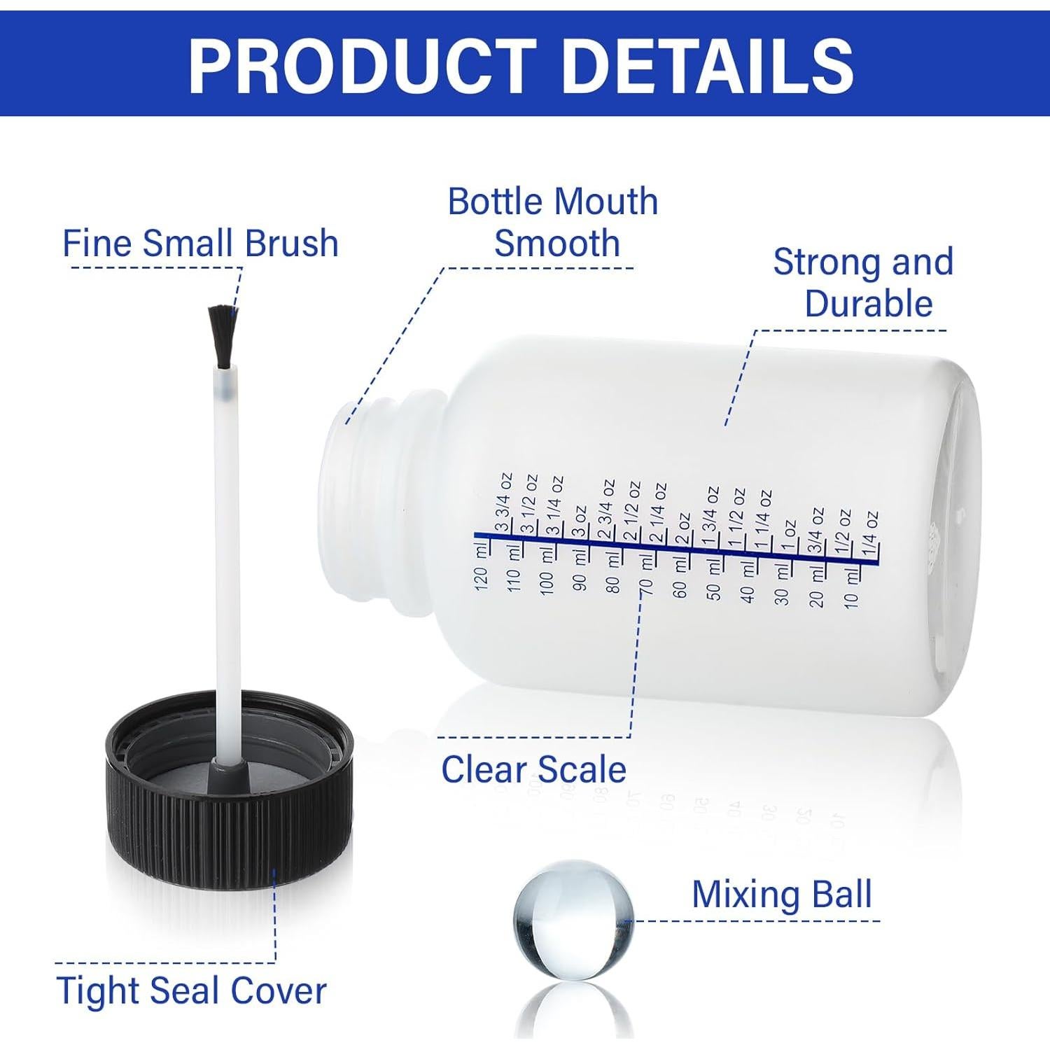 Honeydak 30 Botellas Vacías 150ml con Pincel y Tapas Seguras