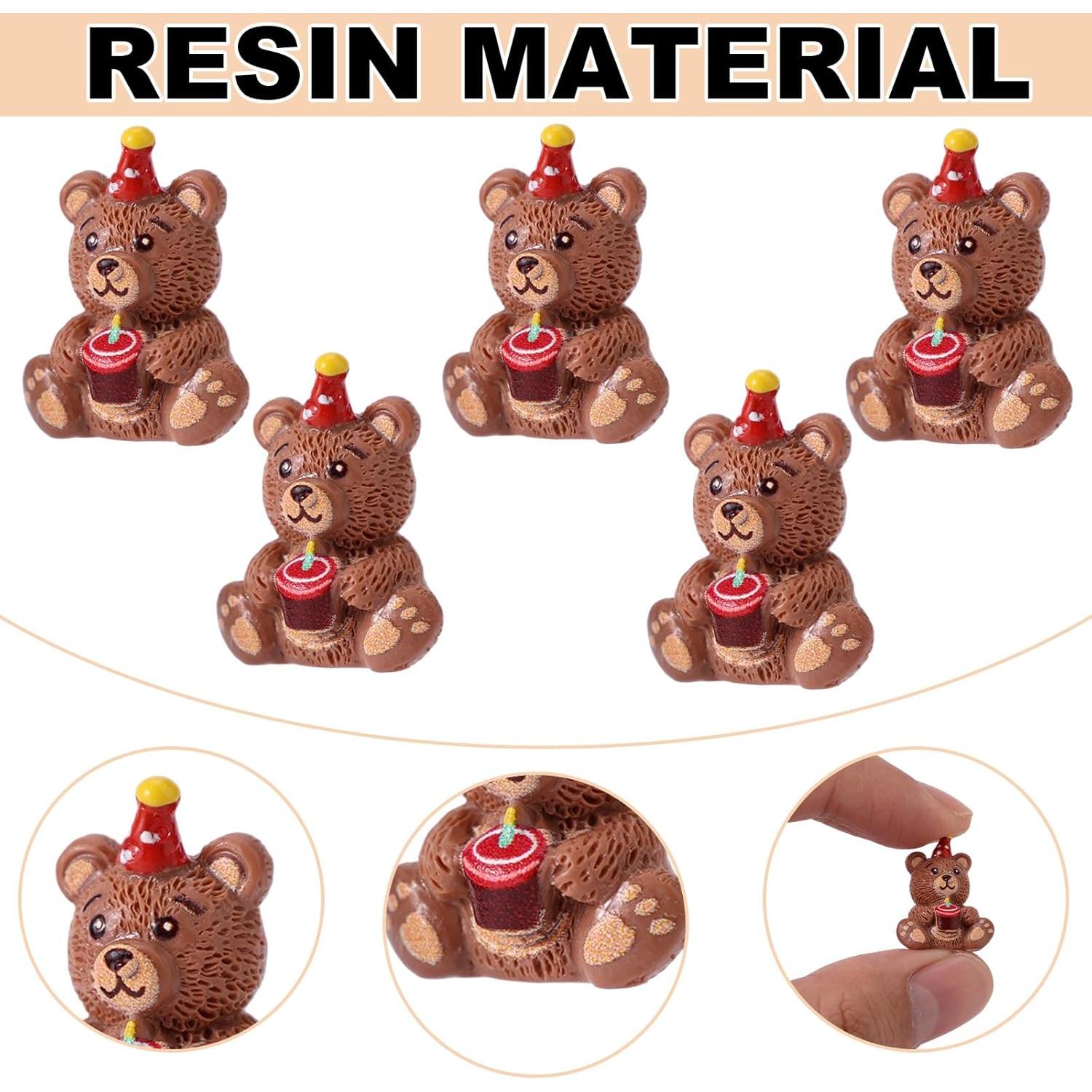 50 Figuras de Osos de Resina Miniatura para Cumpleaños - Marrón