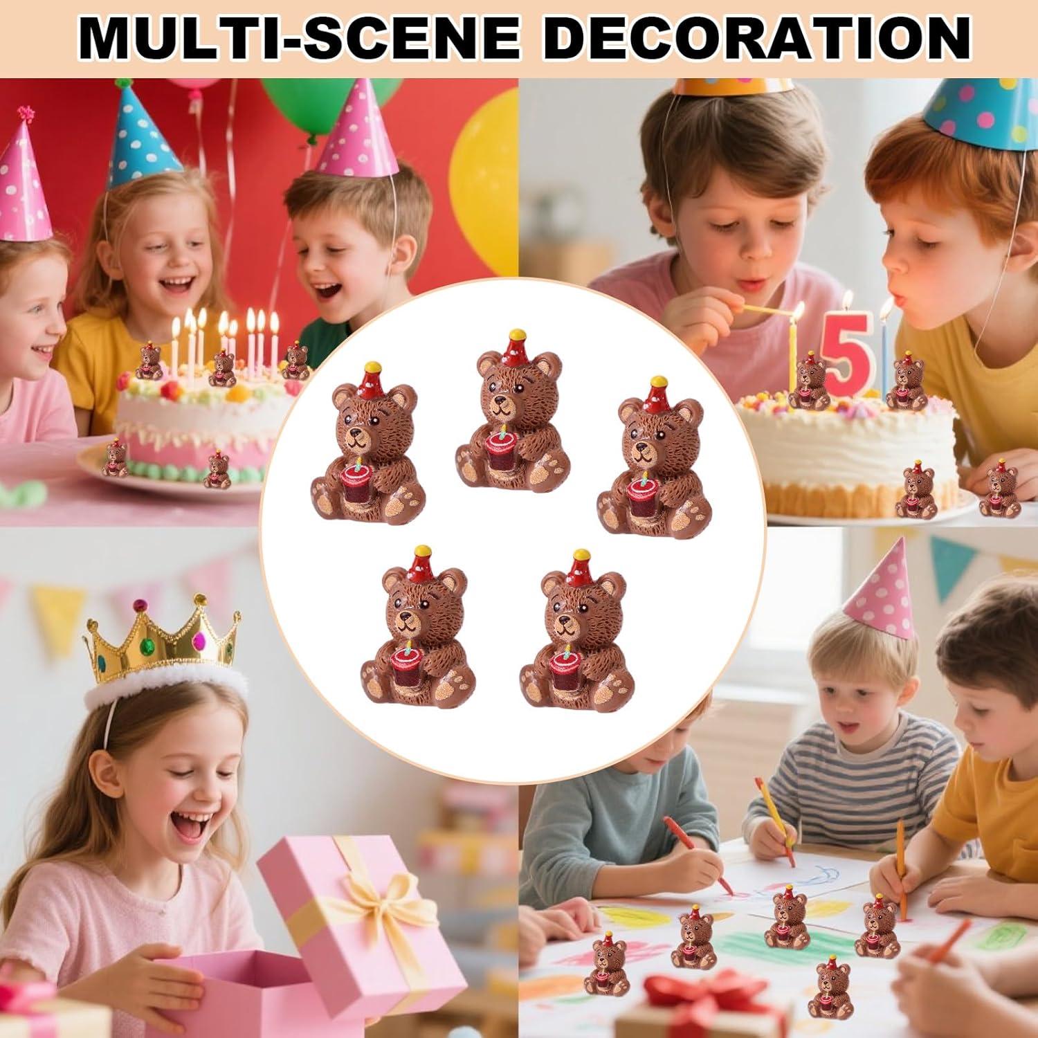 50 Figuras de Osos de Resina Miniatura para Cumpleaños - Marrón