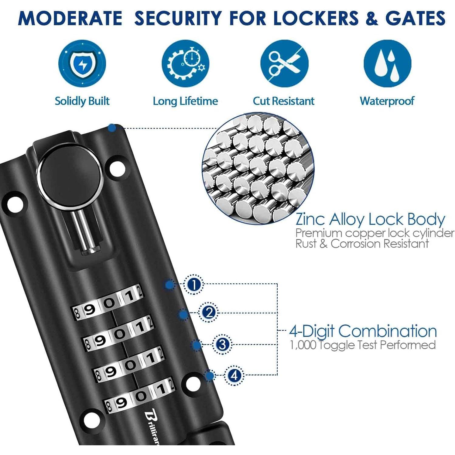 Cerradura de Combinación BRILLIRARE HD09 4 Dígitos Resistente