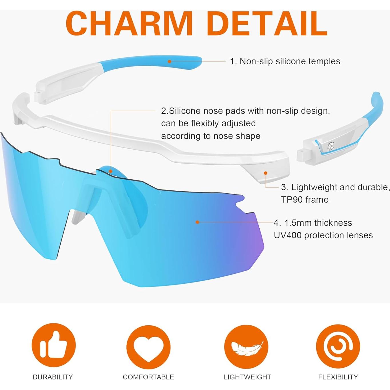 Gafas de Sol Deportivas Suoso UV400 para Hombres - Azul