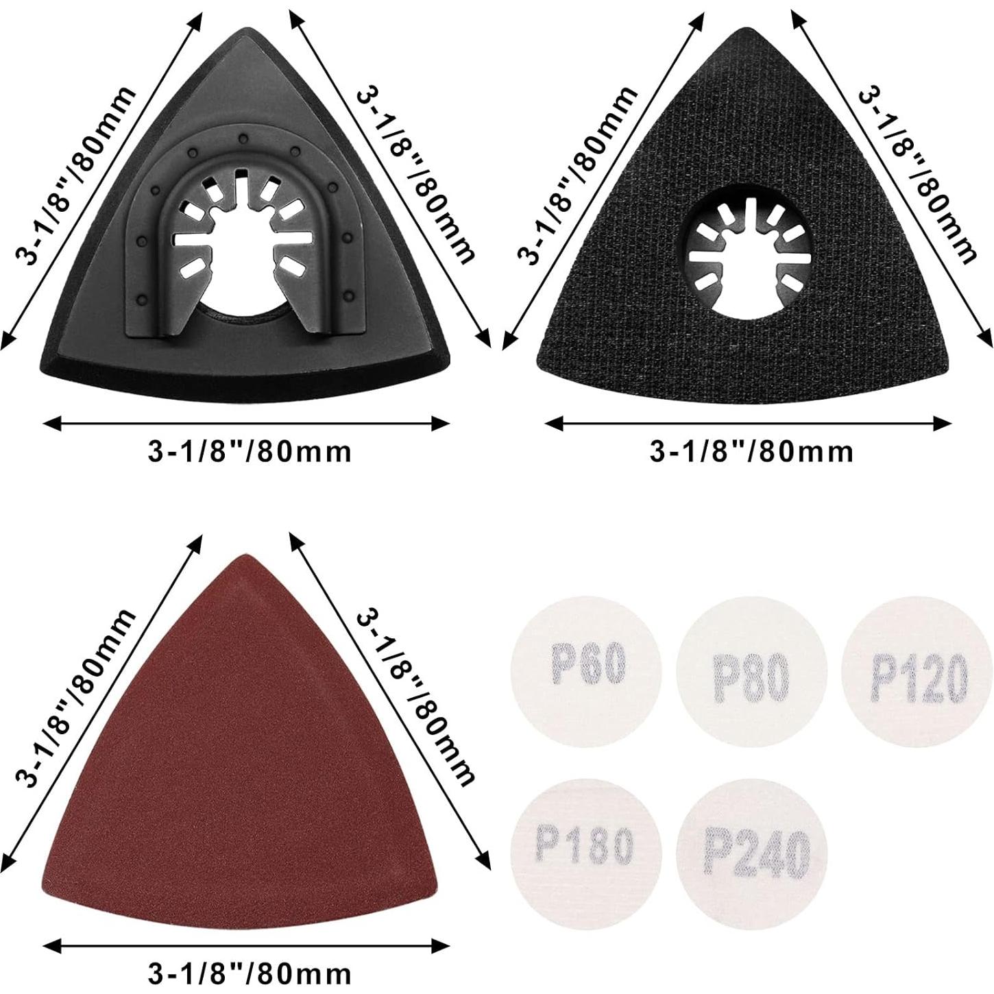 2 Almohadillas de Lijado Oscilante SWZHAI + 50 Triangulares
