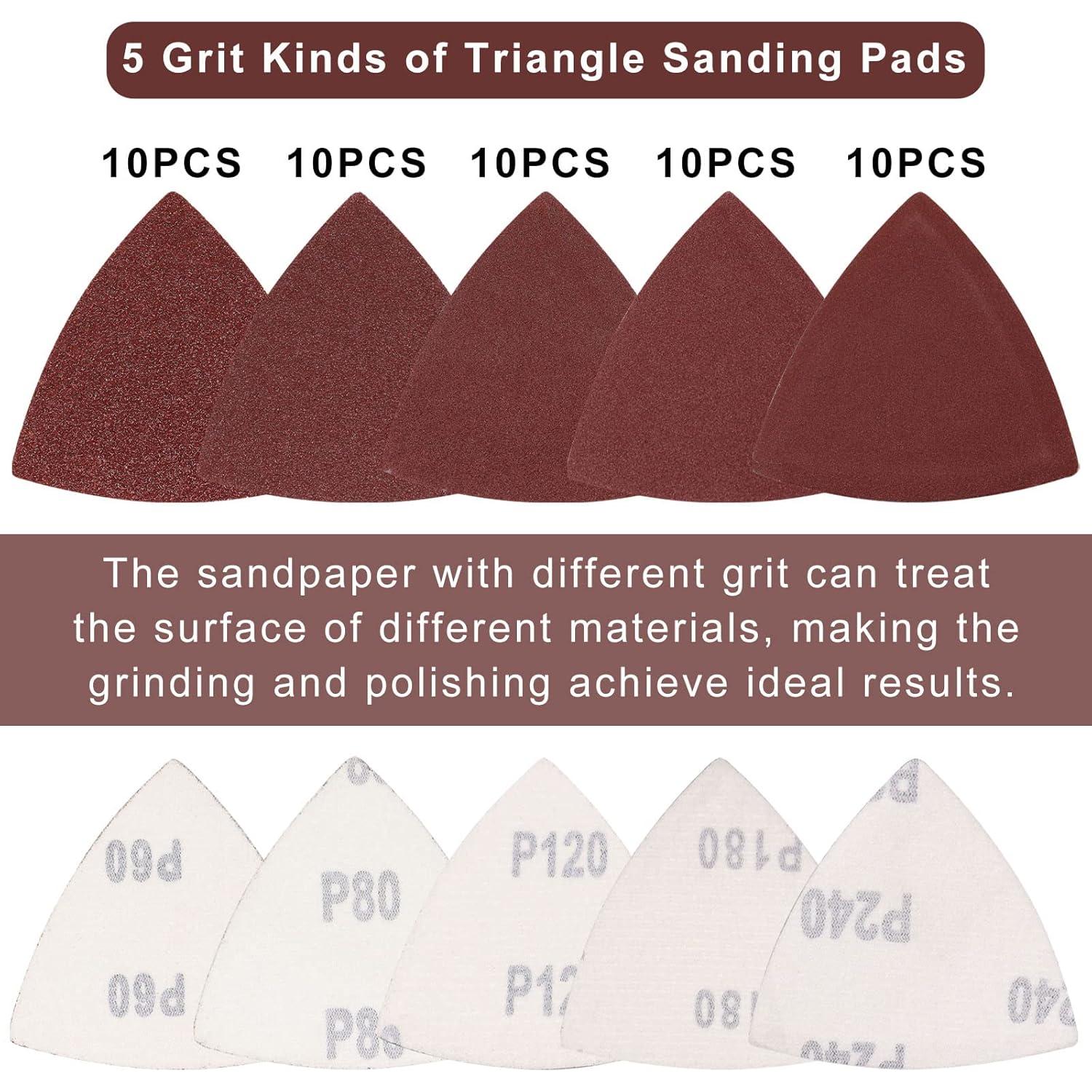 2 Almohadillas de Lijado Oscilante SWZHAI + 50 Triangulares