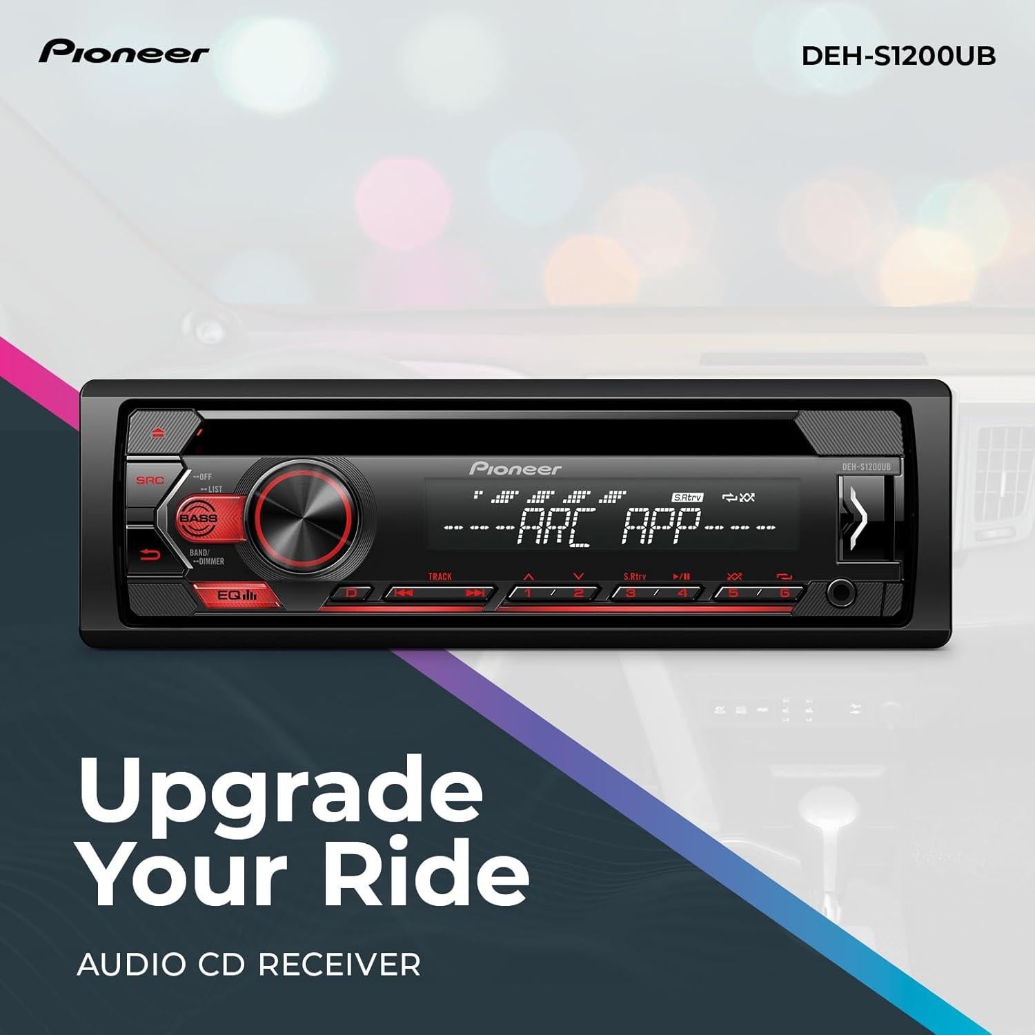 Receptor CD Pioneer DEH-S1200UB - USB, AUX, 50W x 4, Bluetooth