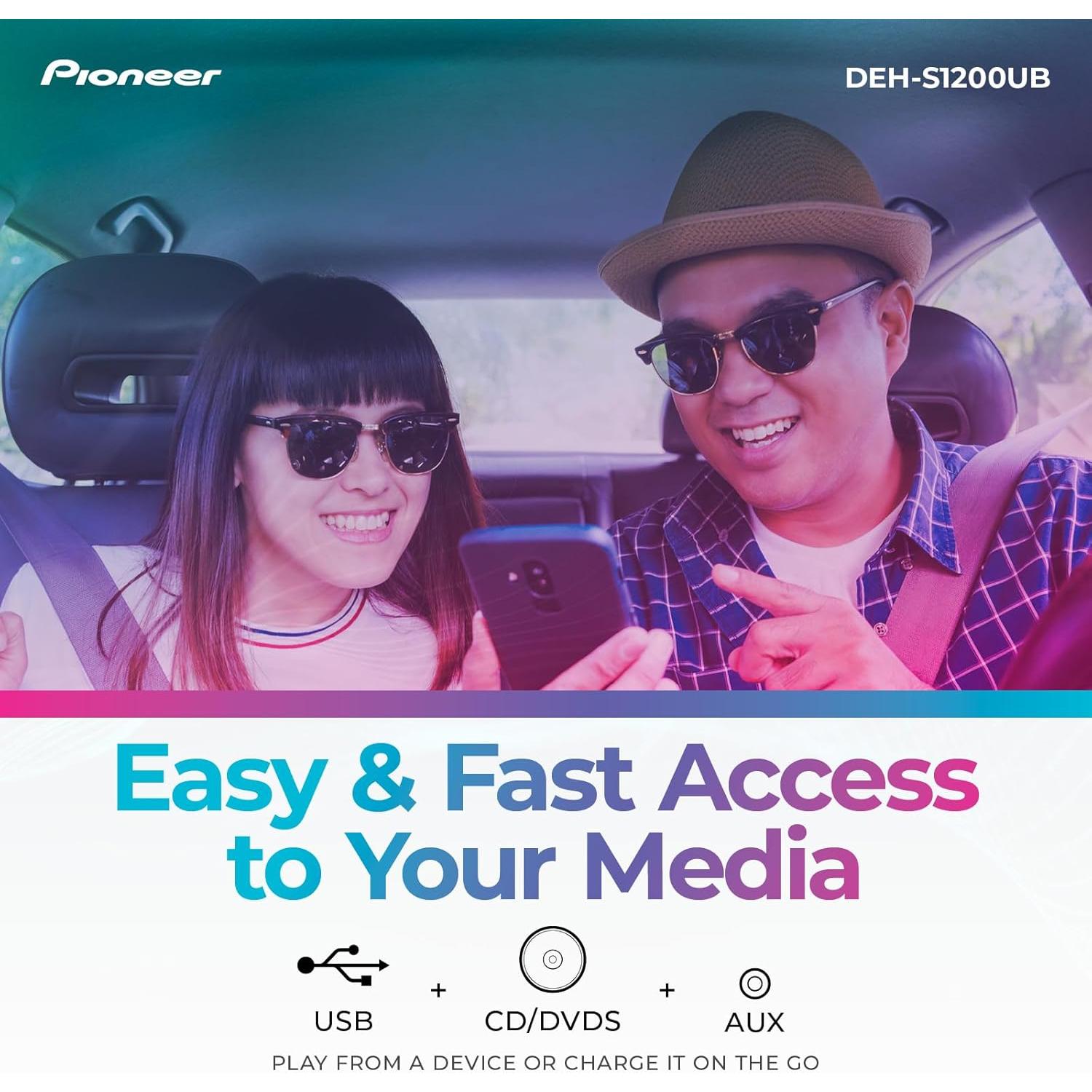 Receptor CD Pioneer DEH-S1200UB - USB, AUX, 50W x 4, Bluetooth