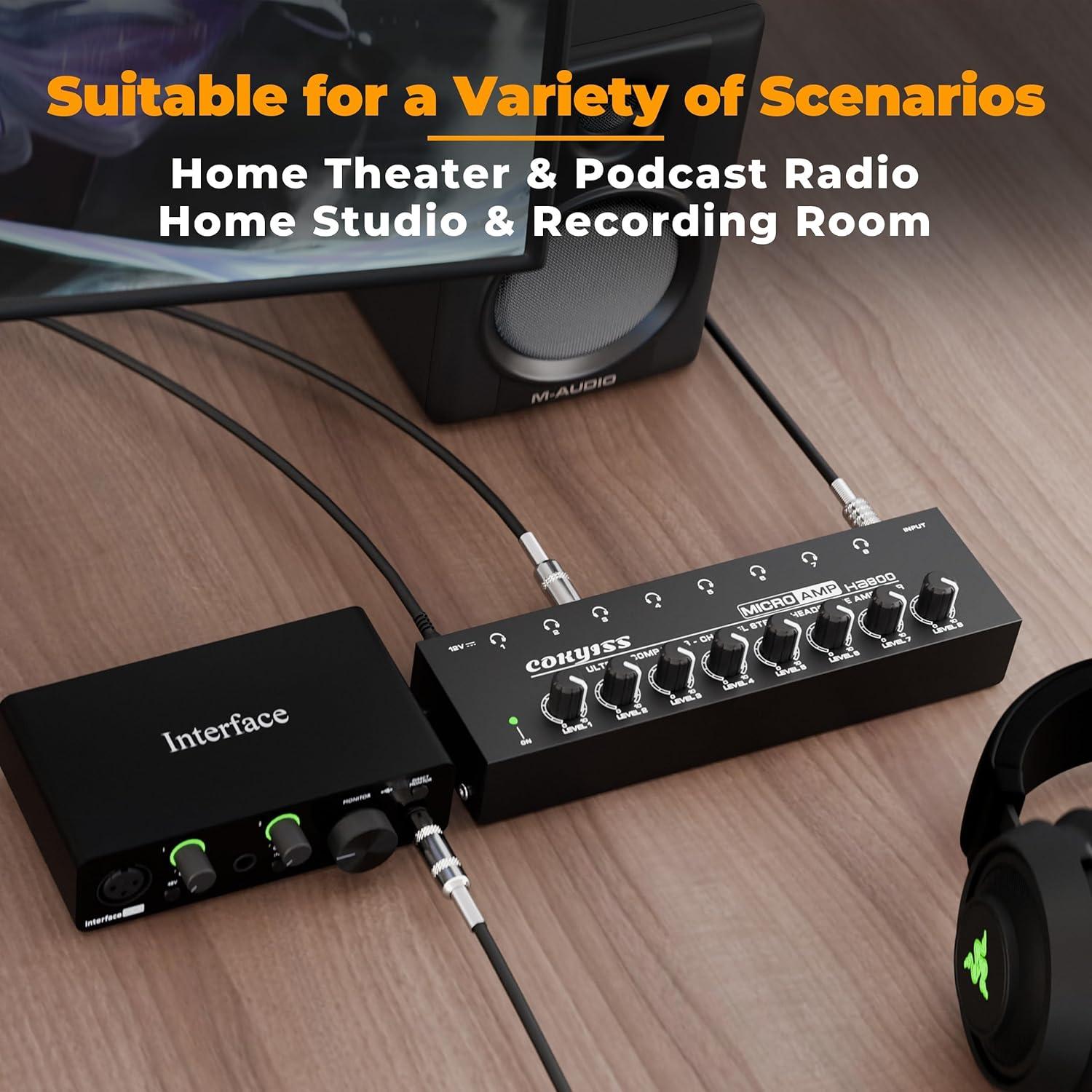 Amplificador de Auriculares COKYISS HA800 - 8 Canales, Ultra Bajo Ruido