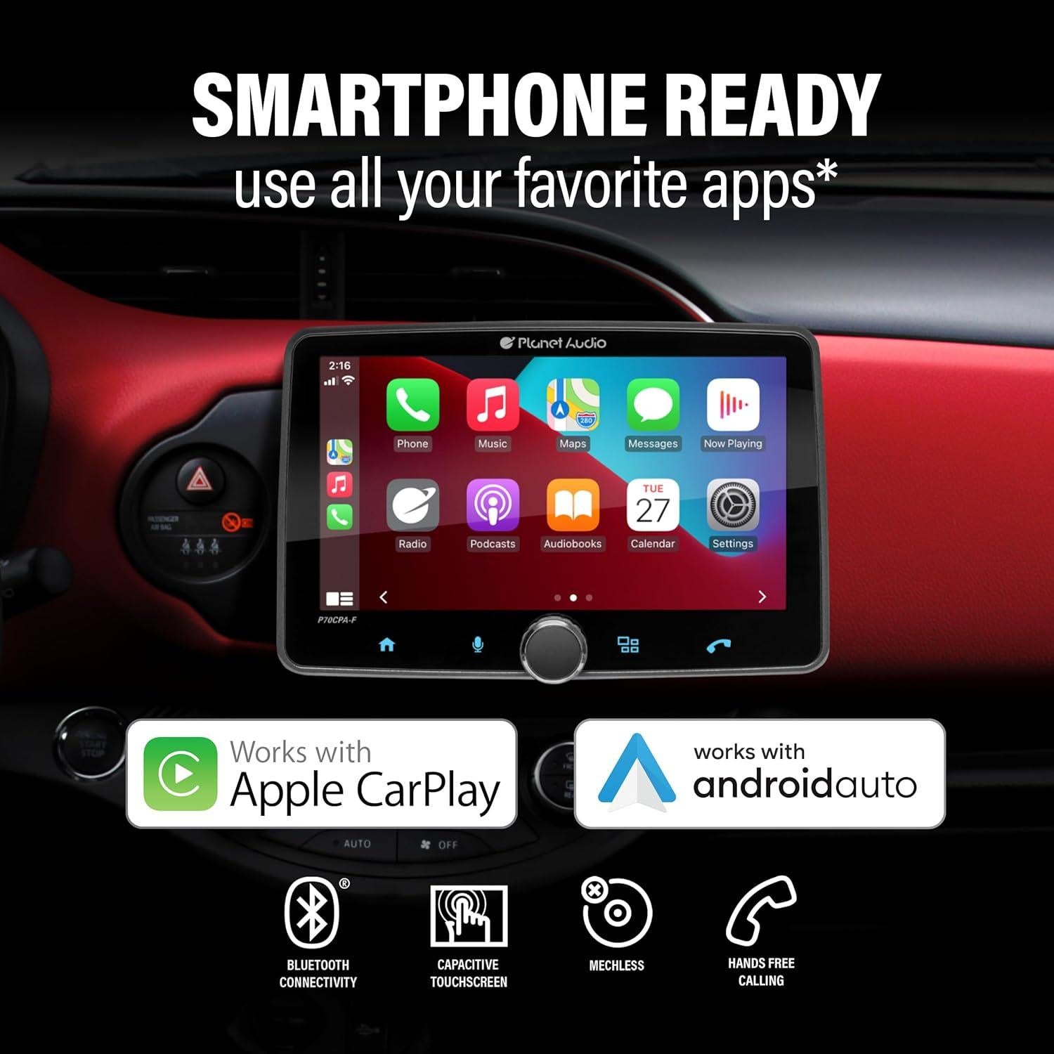 Estéreo de Coche Planet Audio P70CPA-F 7" Bluetooth CarPlay