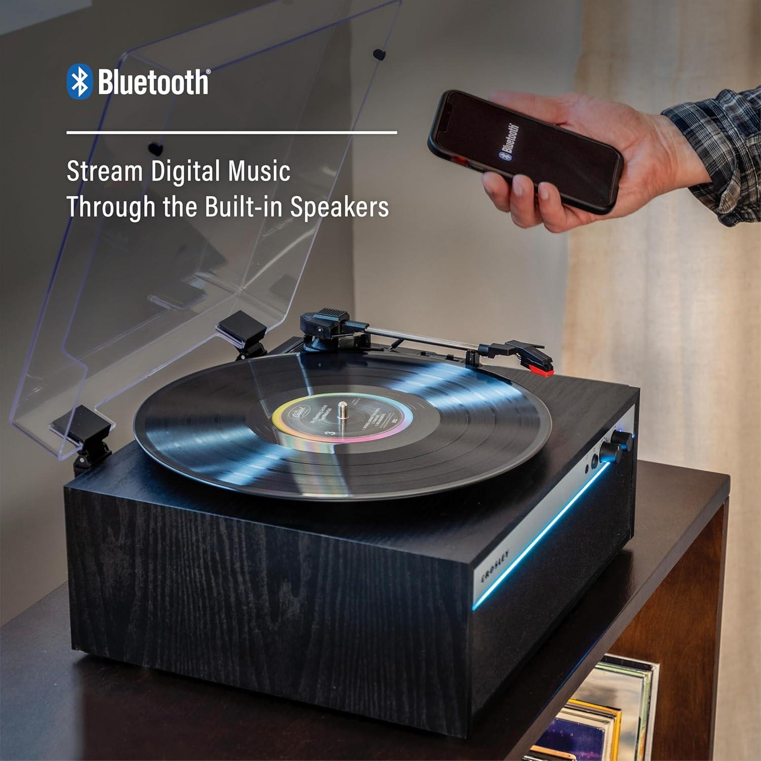 Reproductor de Vinilo Bluetooth Crosley CR6048A-BK con LED