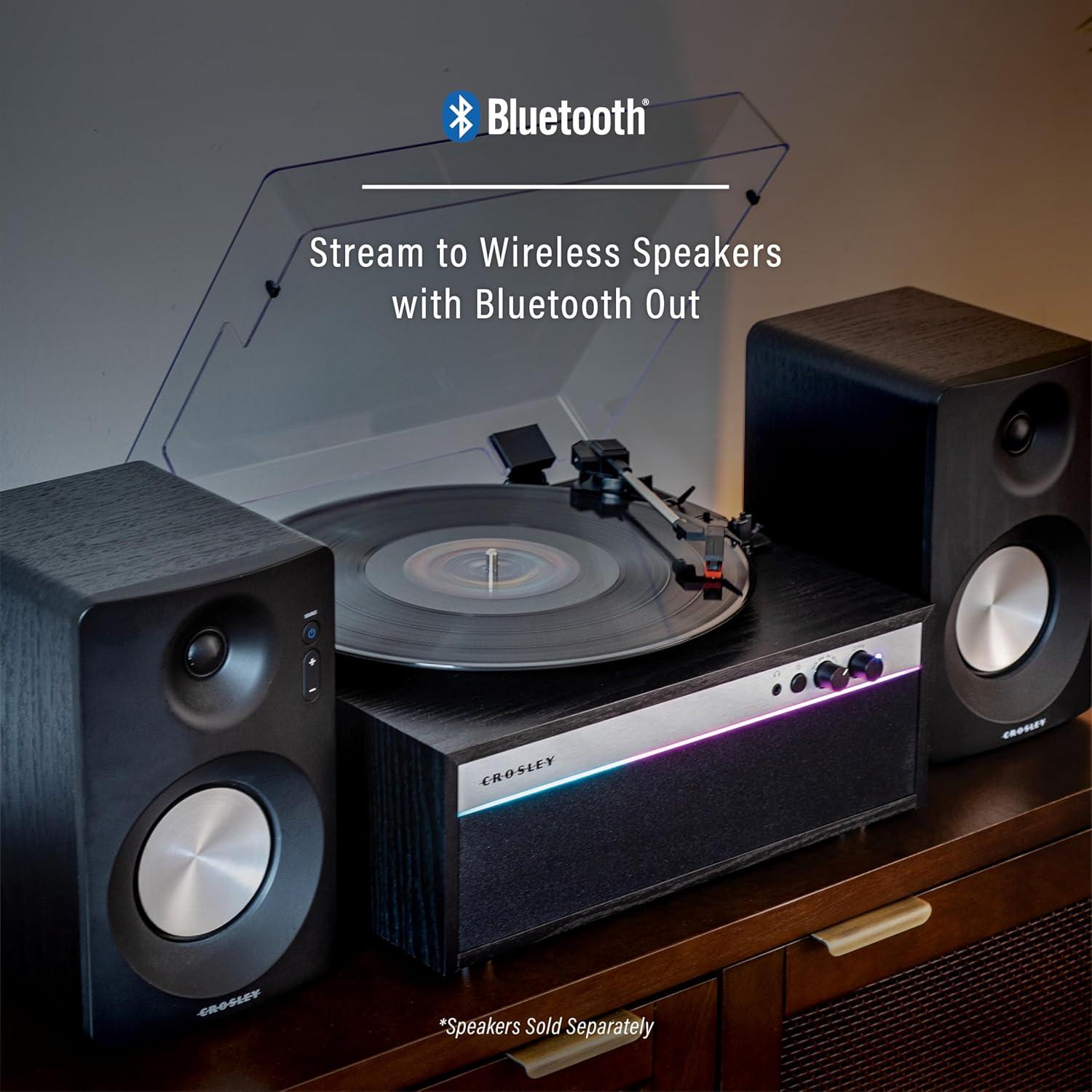 Reproductor de Vinilo Bluetooth Crosley CR6048A-BK con LED