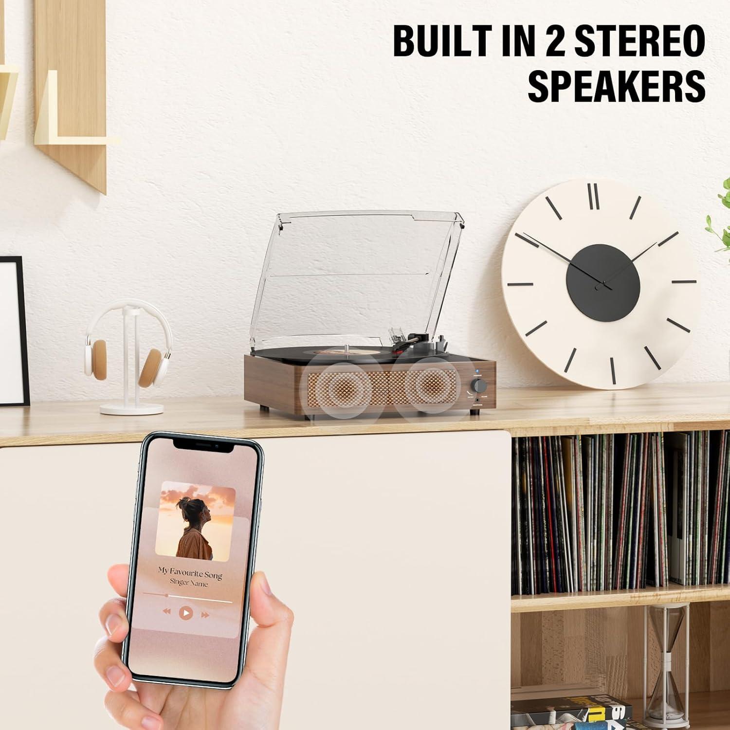 Reproductor de Vinilo Bluetooth FEKTIK M49-1Wood 3 Velocidades