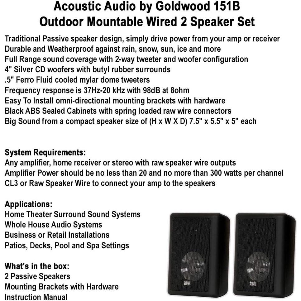 Altavoces Acústicos Goldwood 151B 2 Vías 600W Impermeables