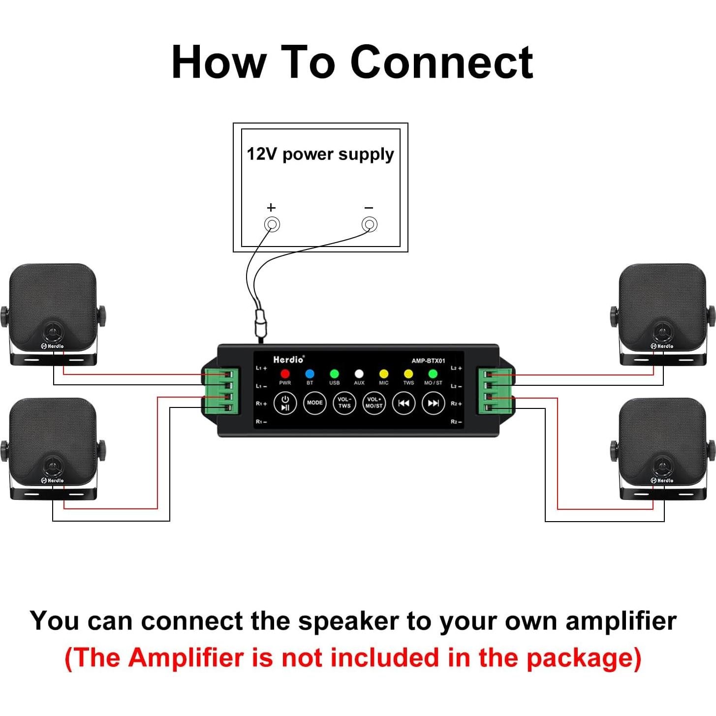 Altavoces Marinos Herdio 4" Impermeables 240W para Barco