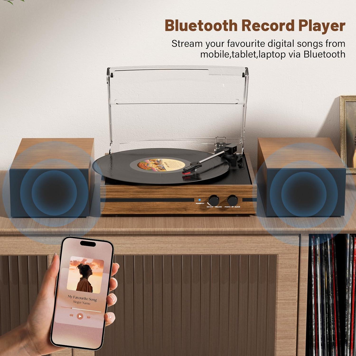 Reproductor de Vinilo Mersoco M483 con Altavoces Estéreo Bluetooth