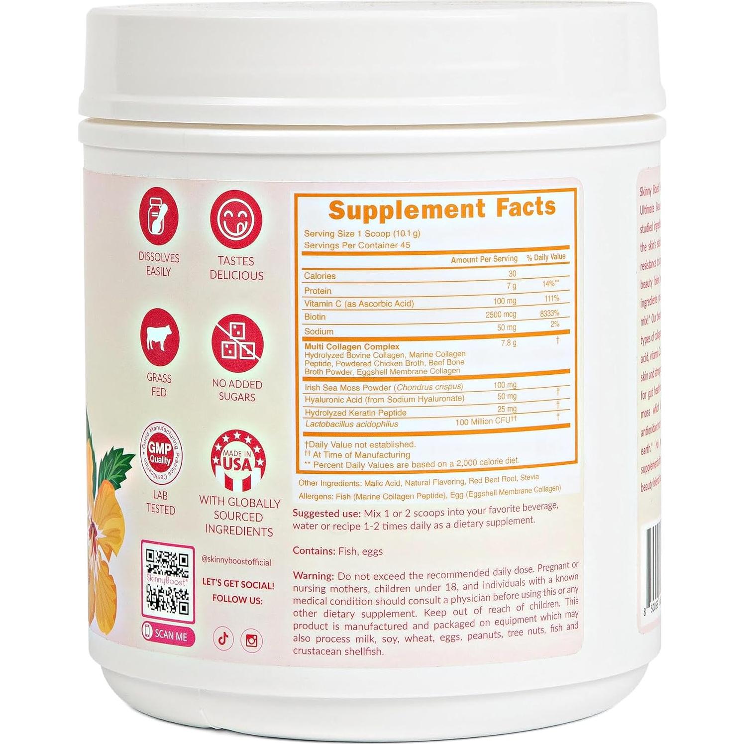 Polvo de Colágeno de Belleza Skinny Boost - 45 Porciones