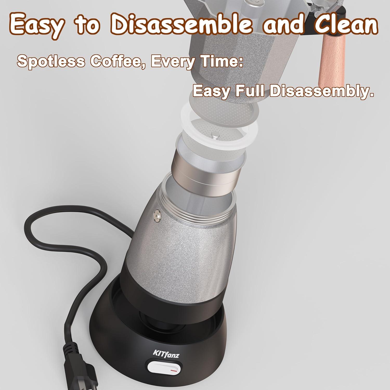 Cafetera Espresso Eléctrica KITfanz Olla Moka 6 Tazas Gris