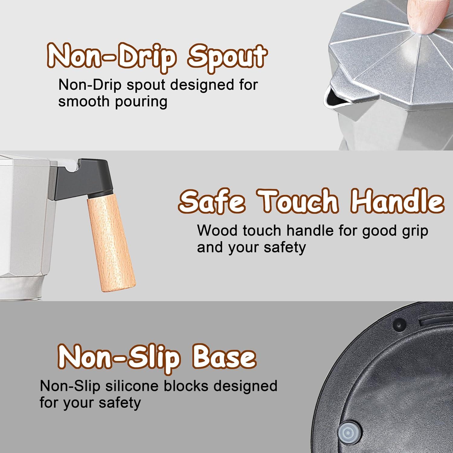 Cafetera Espresso Eléctrica KITfanz Olla Moka 6 Tazas Gris