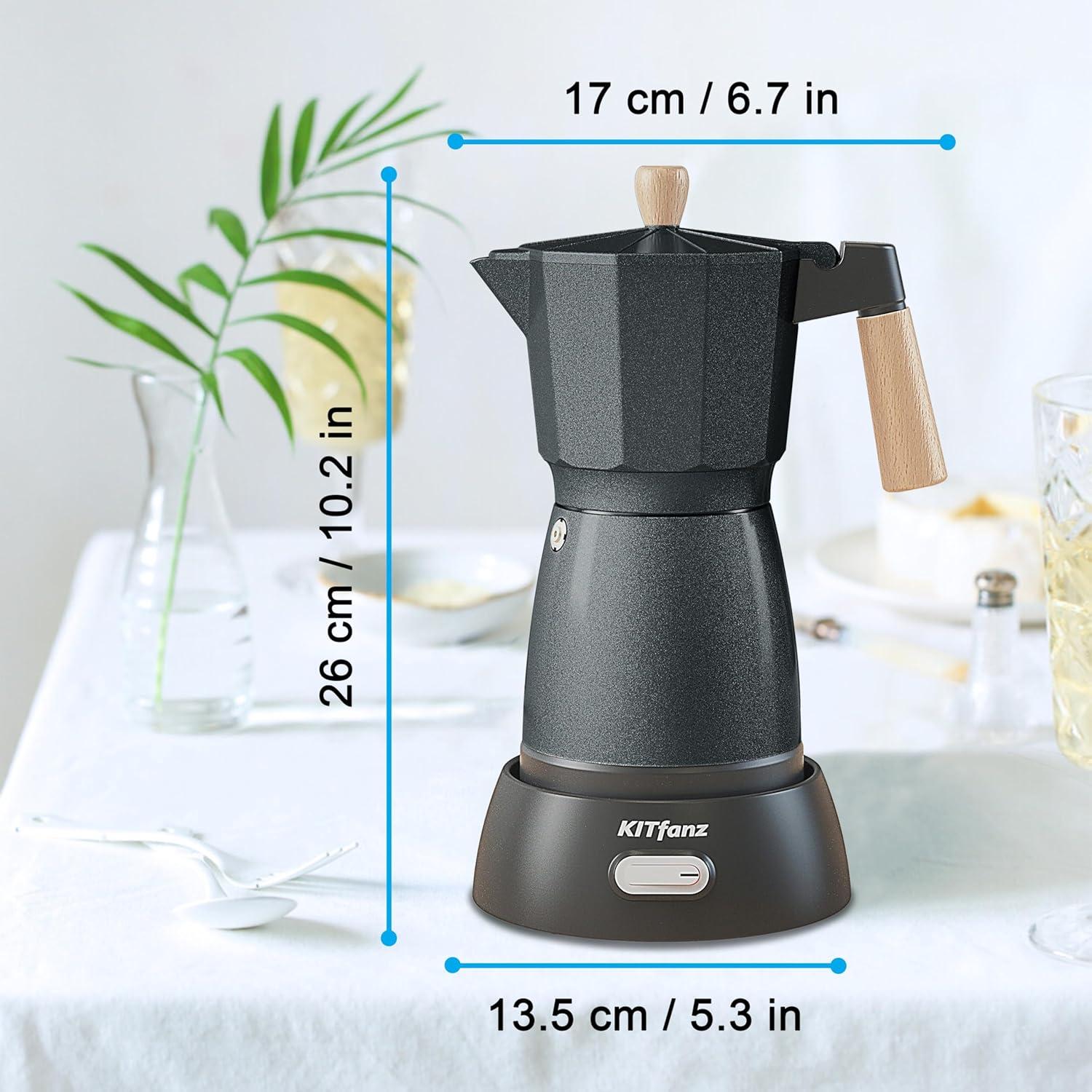 Cafetera Espresso Eléctrica KITfanz Olla Moka 6 Tazas Gris