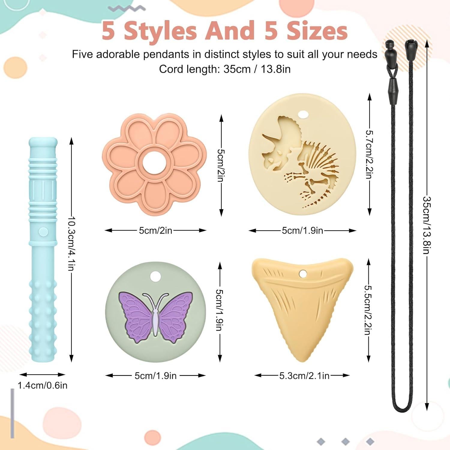 Collares Masticables Sensoriales MR.TIMELAG - Paquete de 5