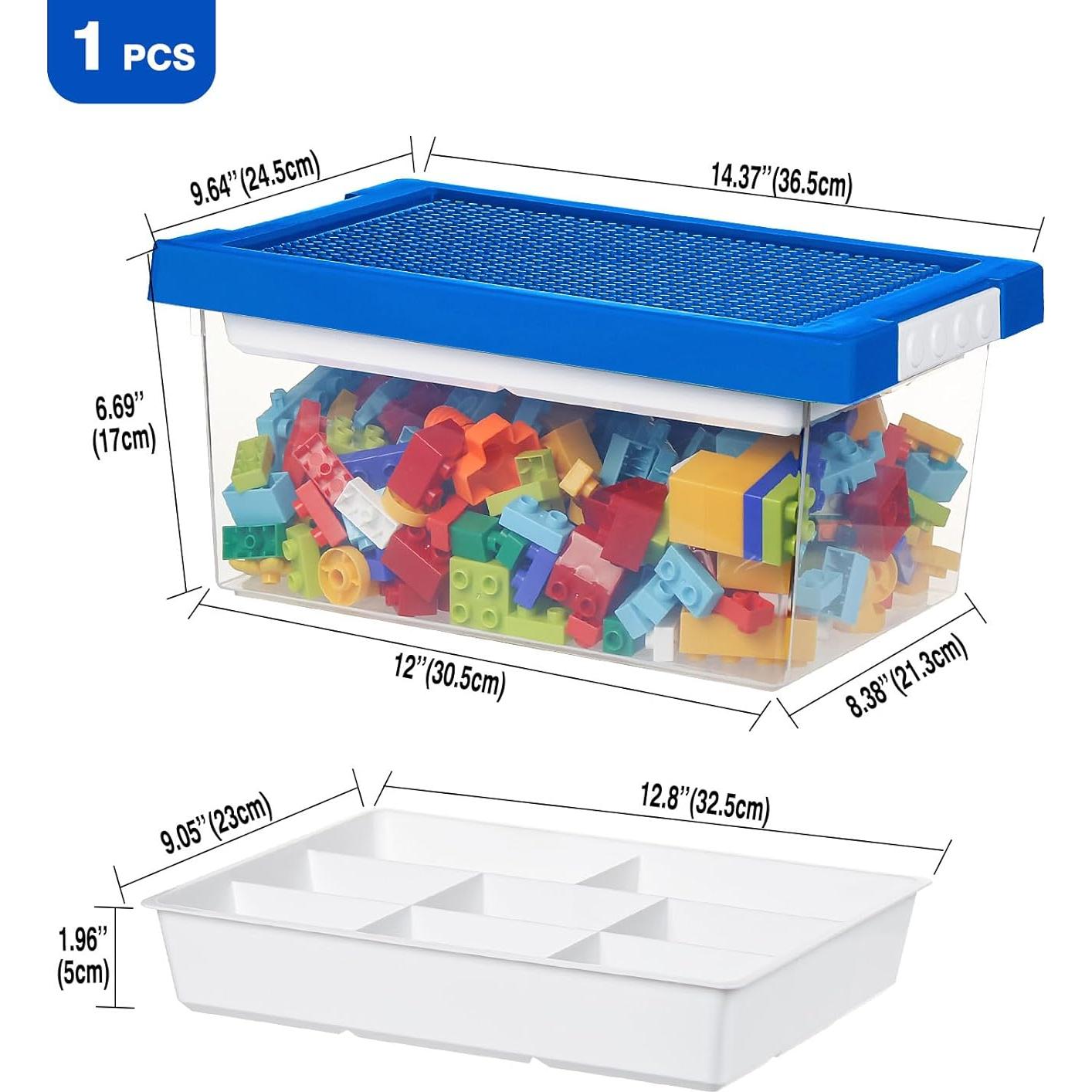 Caja de Almacenamiento de Plástico Loobuu con Tapa - Azul 36.5x24.5x17cm