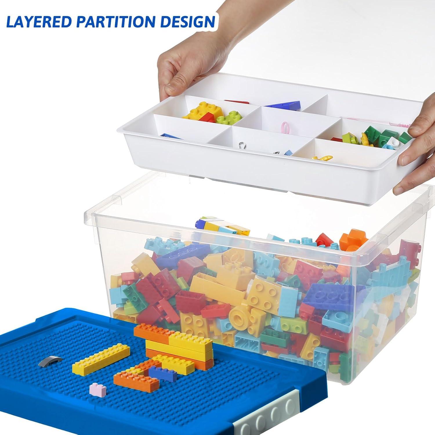 Caja de Almacenamiento de Plástico Loobuu con Tapa - Azul 36.5x24.5x17cm