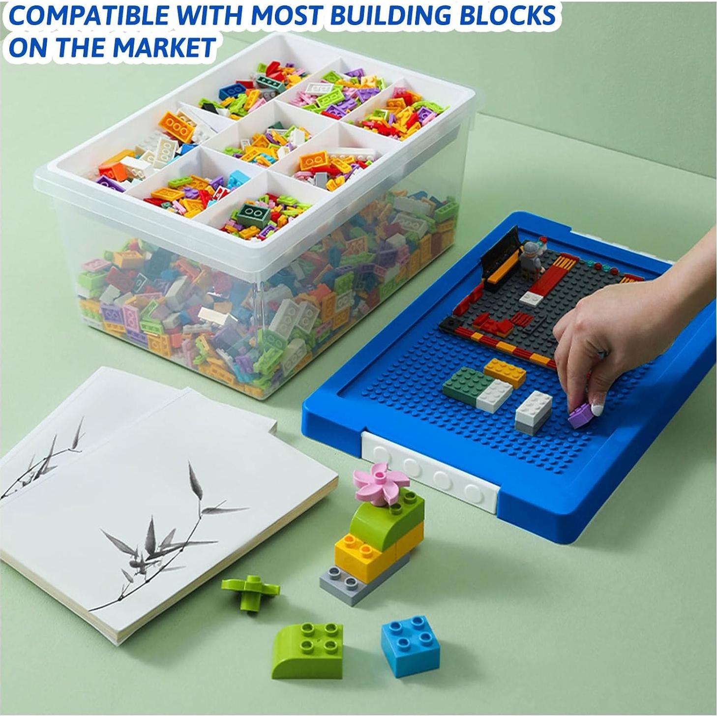 Caja de Almacenamiento de Plástico Loobuu con Tapa - Azul 36.5x24.5x17cm