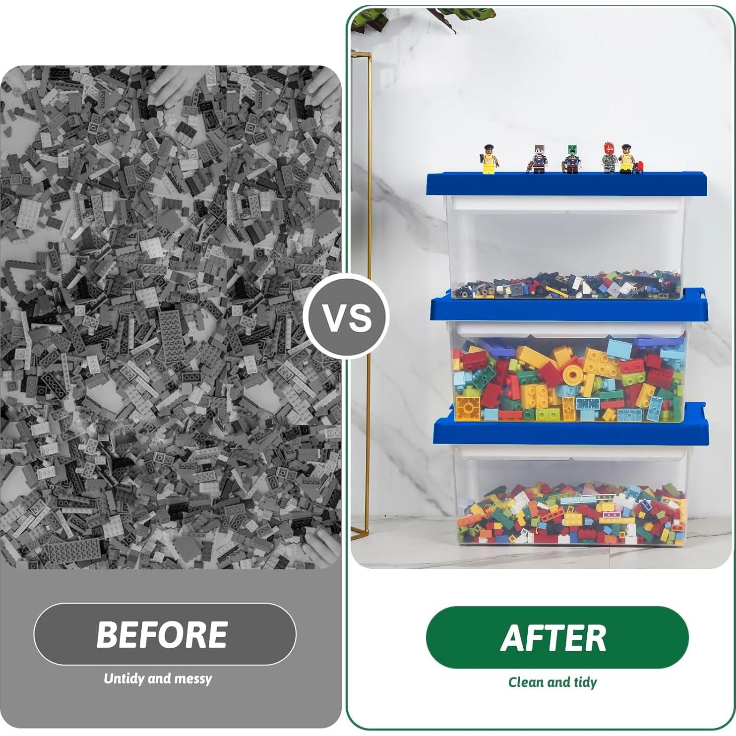 Caja de Almacenamiento de Plástico Loobuu con Tapa - Azul 36.5x24.5x17cm